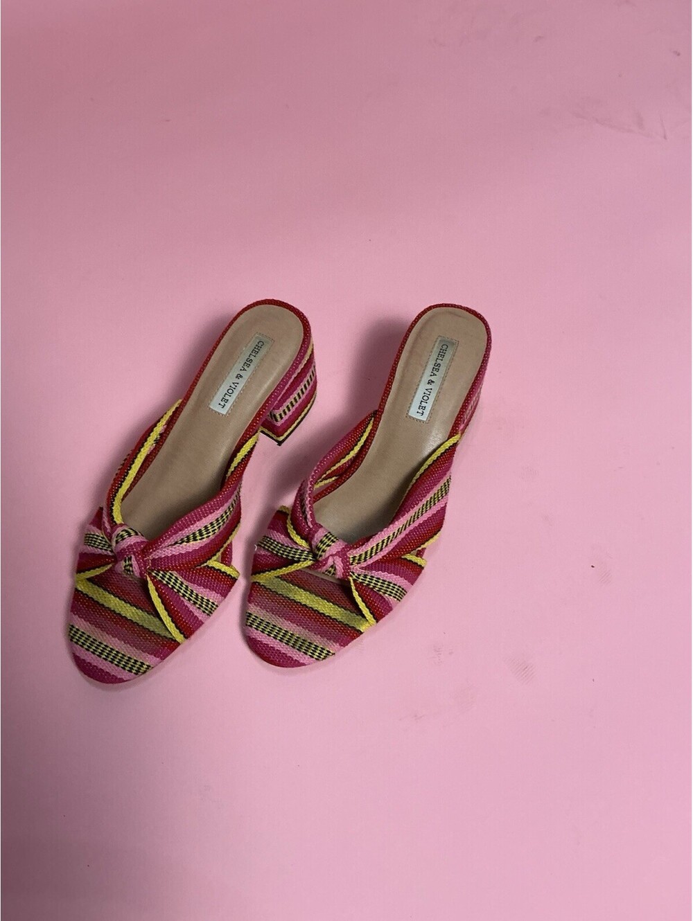Pink Striped Knot Slide Sandals
